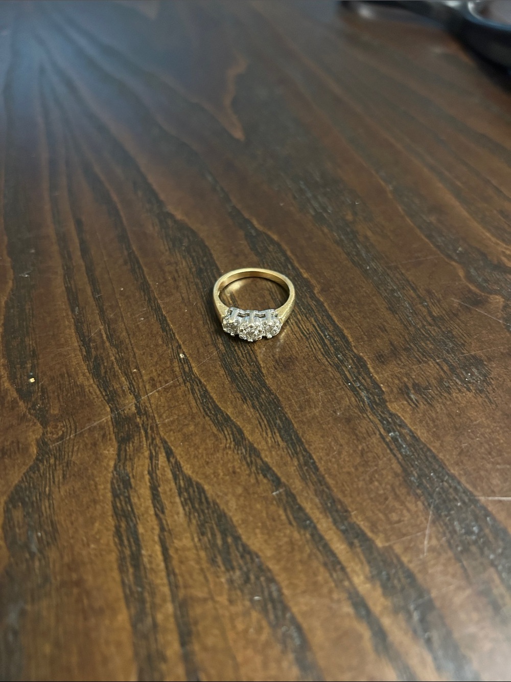 Gold Three-Stone Diamond Ring - Gold and White